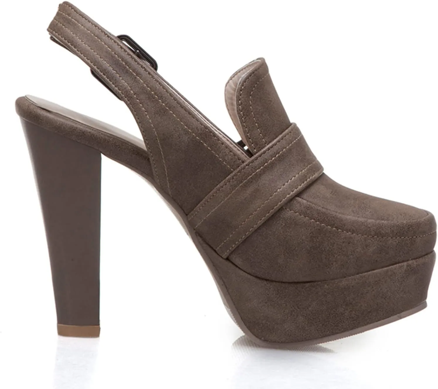 Lutalica W Closed Toe Matte Leather Buckled Sexy Extreme High Chunky Heel Platform Slingback Pumps for Party Nightclub