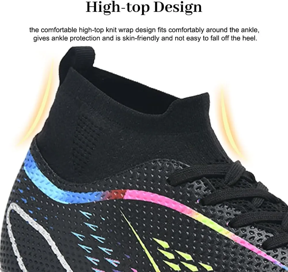 Maylrvjv Men's High Top Soccer Shoes Professional Cleats Football Boots Breathable Comfortable Indoor Outdoor Training Futsal Sneakers