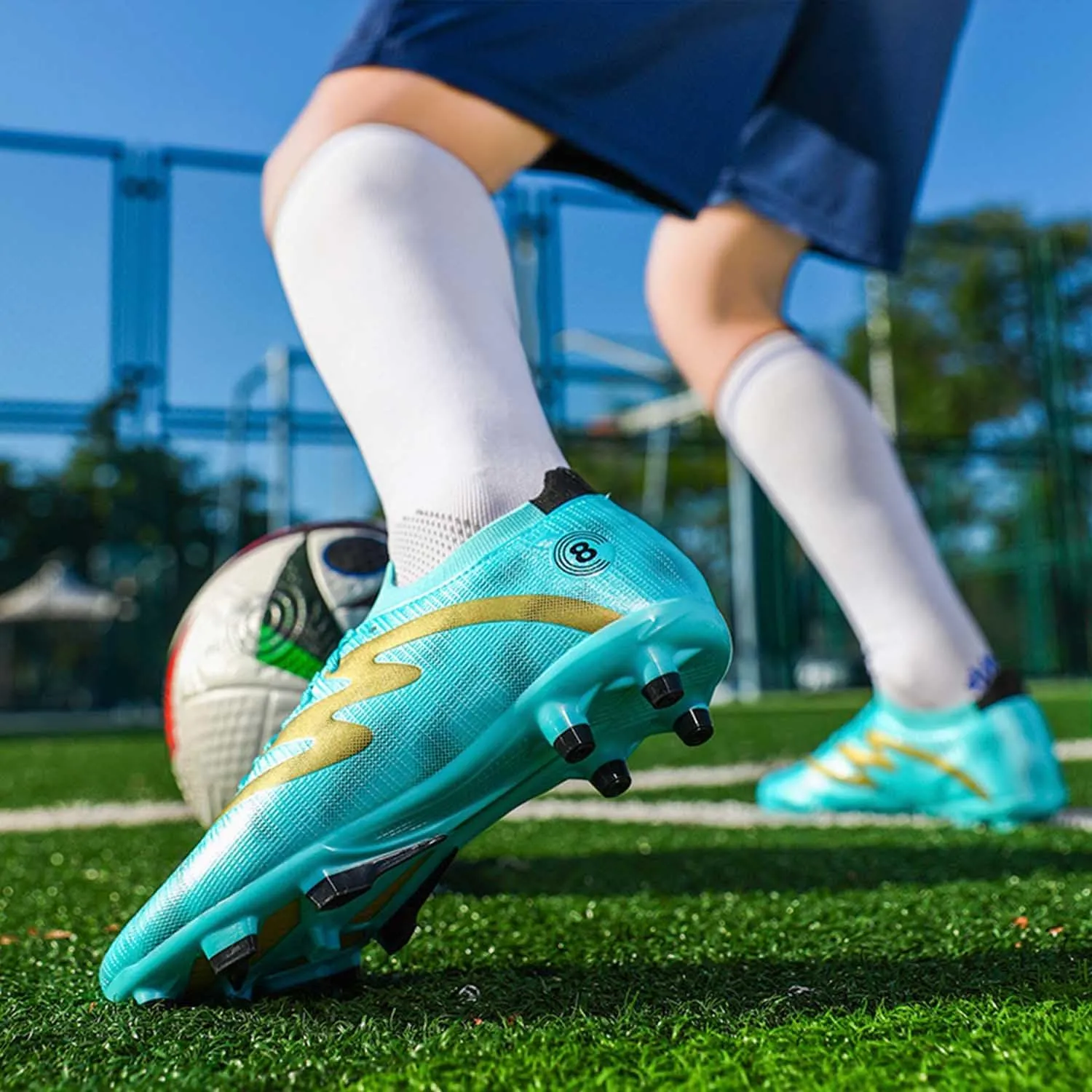 MEBAMY Men's Soccer Shoes High-Top Soccer Cleats Outdoor Breathable Athletic Professional Spikes Youth Boys Football Shoes Unisex
