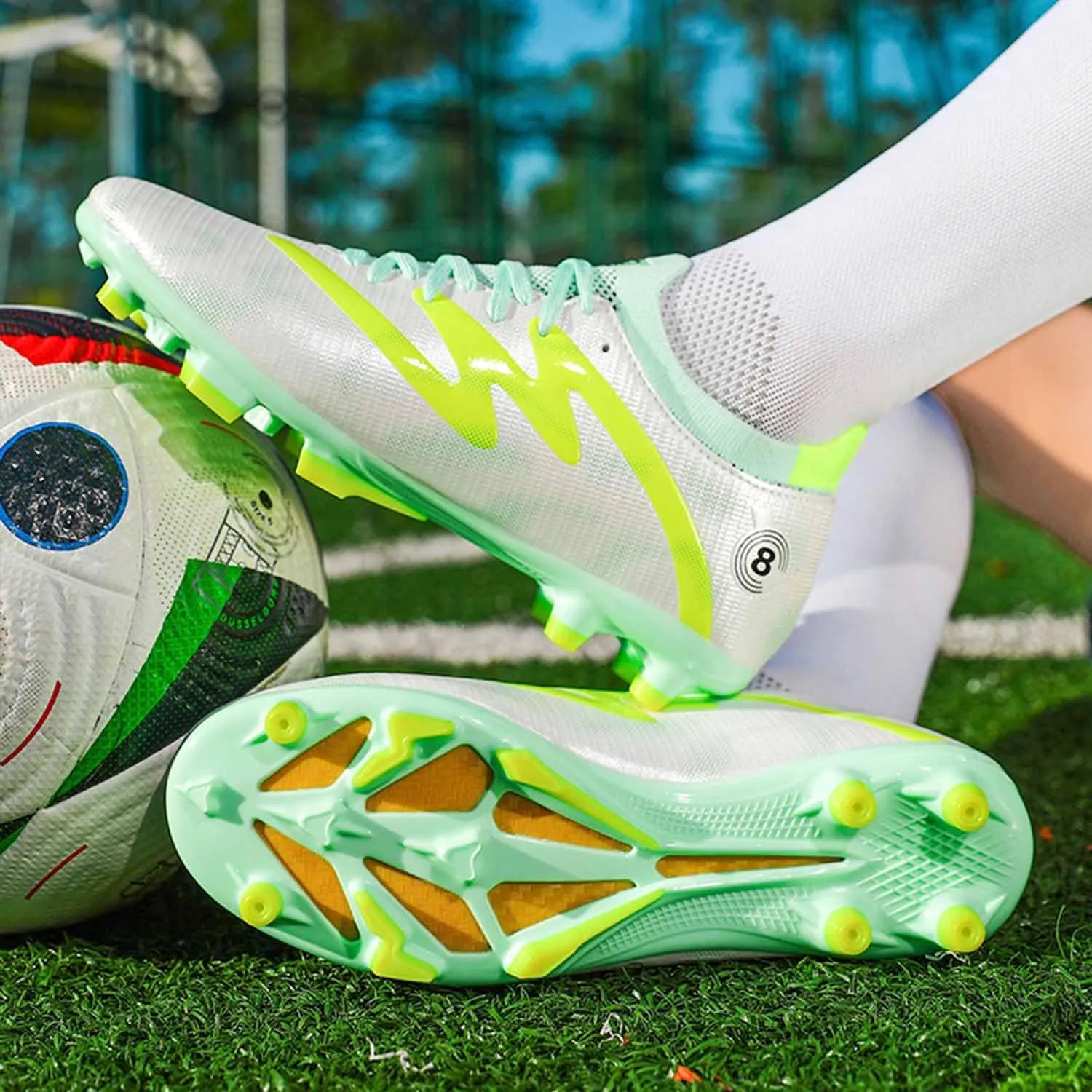 MEBAMY Men's Soccer Shoes High-Top Soccer Cleats Outdoor Breathable Athletic Professional Spikes Youth Boys Football Shoes Unisex