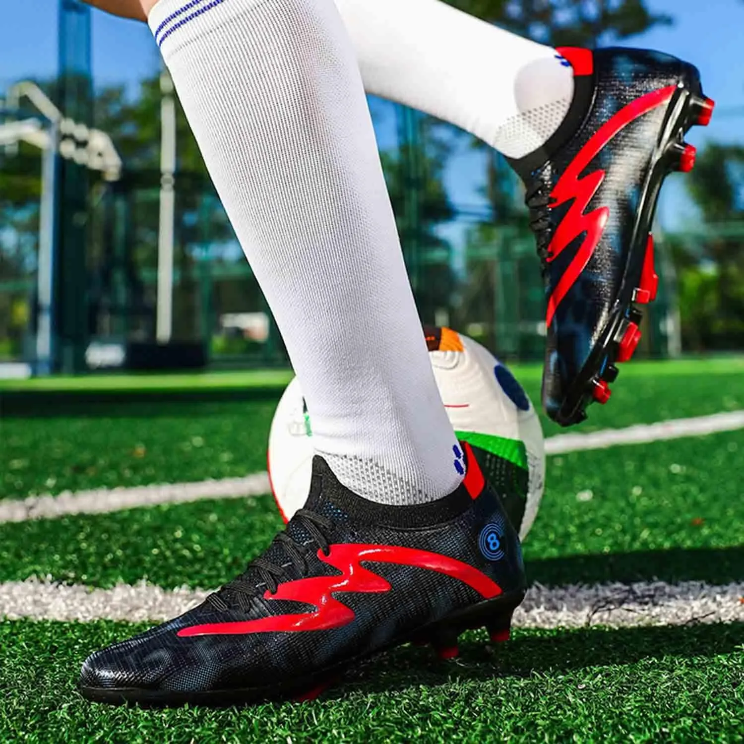 MEBAMY Men's Soccer Shoes High-Top Soccer Cleats Outdoor Breathable Athletic Professional Spikes Youth Boys Football Shoes Unisex