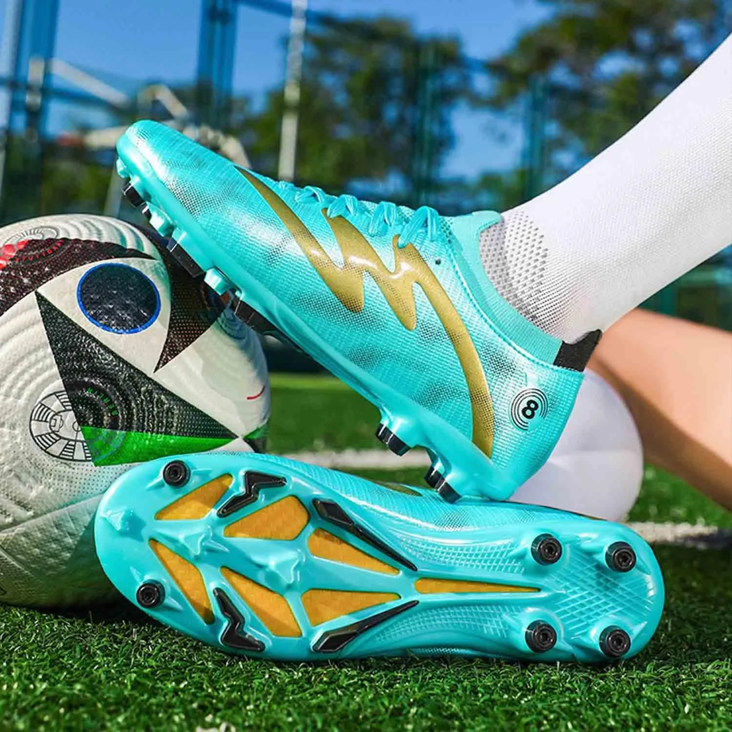 MEBAMY Men's Soccer Shoes High-Top Soccer Cleats Outdoor Breathable Athletic Professional Spikes Youth Boys Football Shoes Unisex