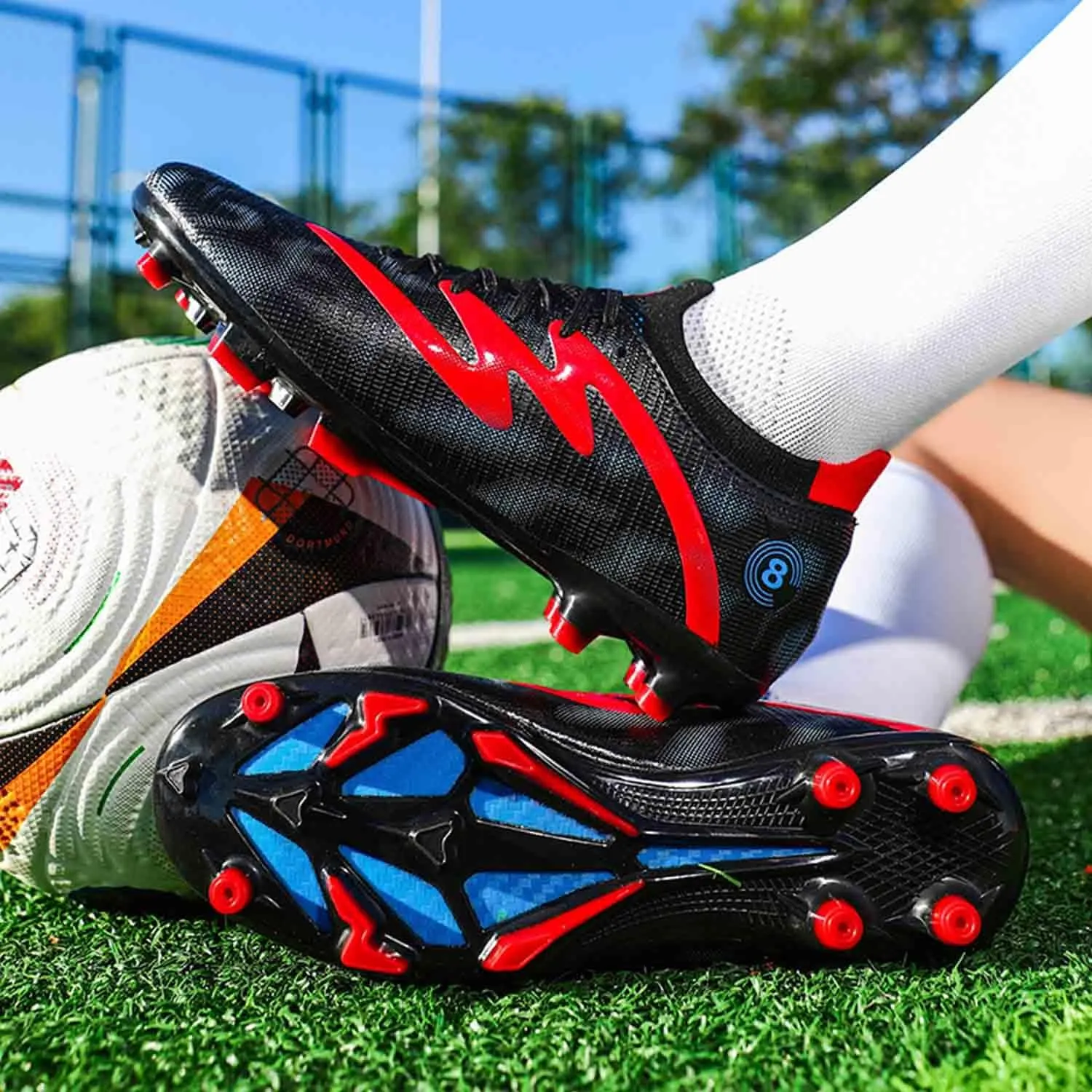 MEBAMY Men's Soccer Shoes High-Top Soccer Cleats Outdoor Breathable Athletic Professional Spikes Youth Boys Football Shoes Unisex