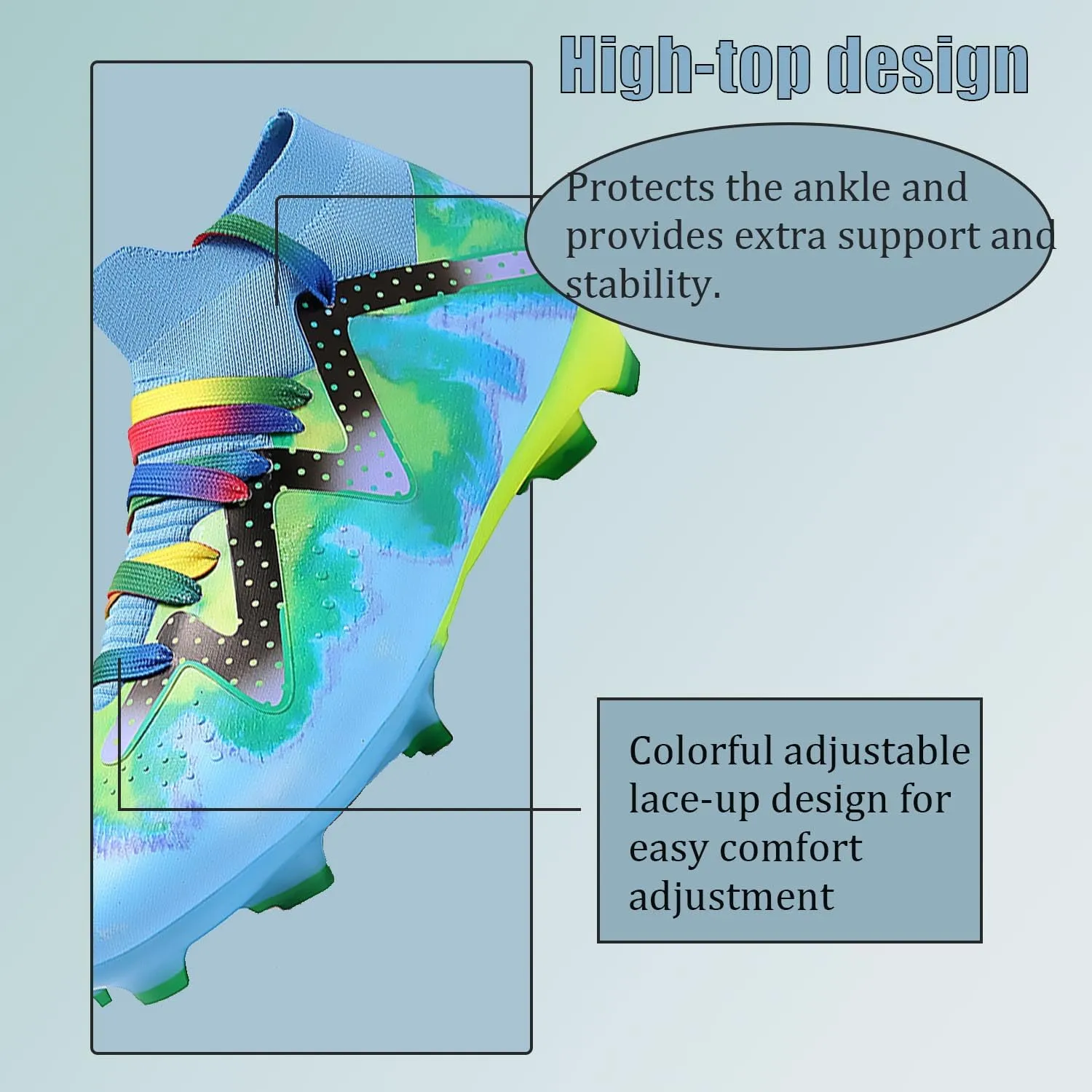 MEBAMY Men's Soccer Shoes High-Top Soccer Cleats Outdoor Breathable Athletic Professional Spikes Youth Boys Football Shoes Unisex