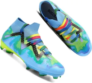 MEBAMY Men's Soccer Shoes High-Top Soccer Cleats Outdoor Breathable Athletic Professional Spikes Youth Boys Football Shoes Unisex