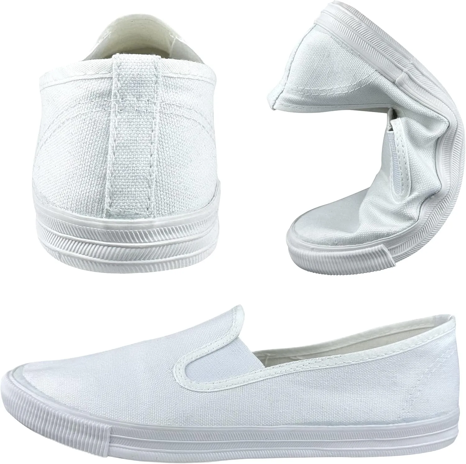 Men White Canvas Kong Fu Shoes Slip on Low-Top Women Tai Chi Flat Non Slip Casual Walking Shoes