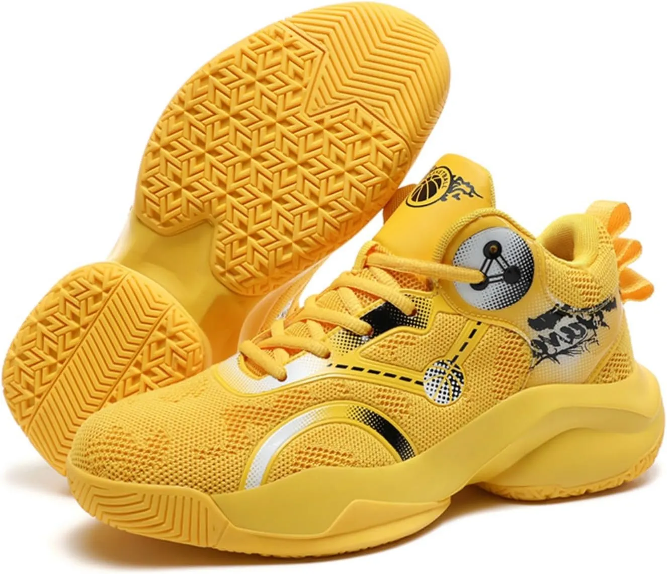 Mens Fashion Lace Up High-Top Mesh Cloth Basketball Shoes Comfortable Breathable Non-Slip Sneakers for Running Walking Training