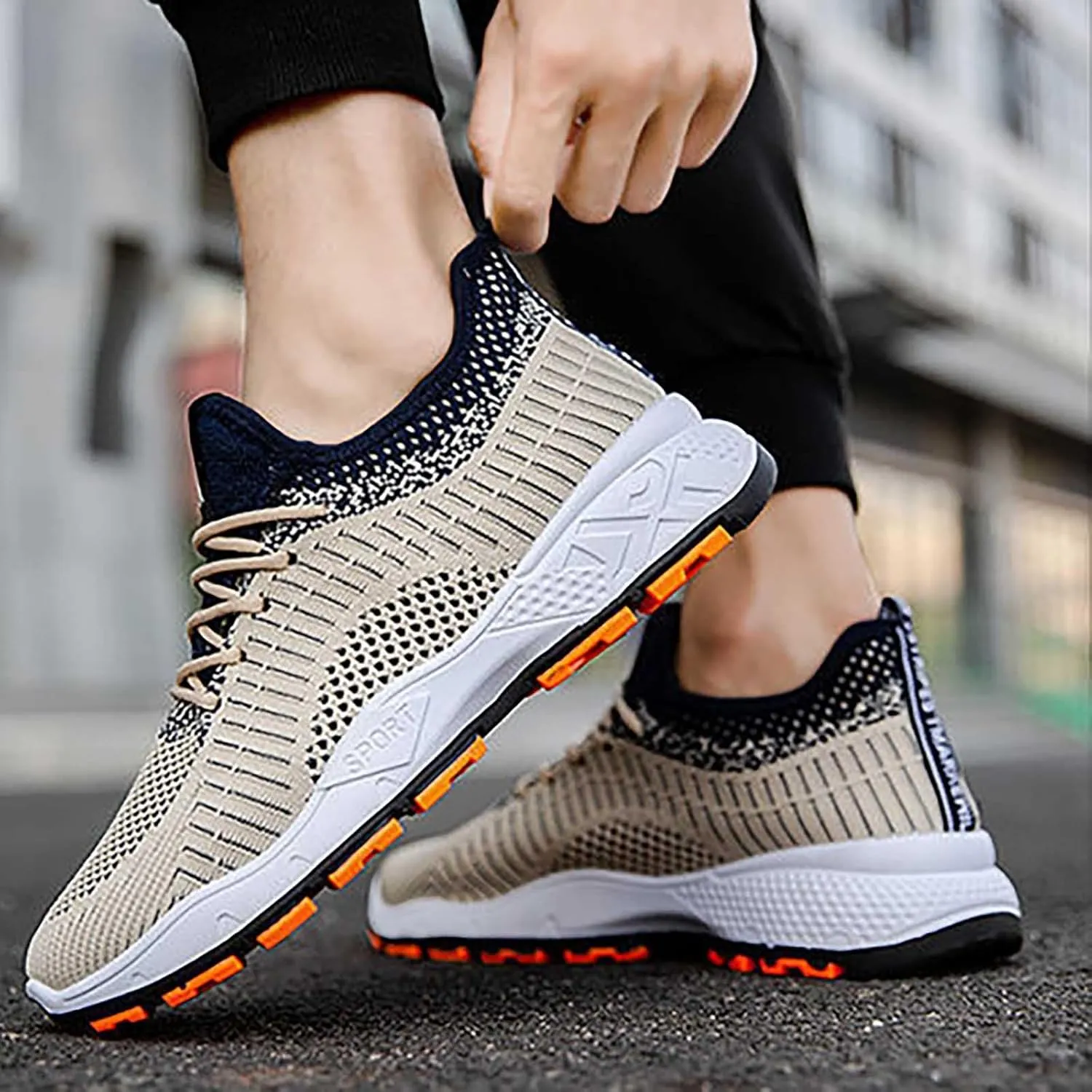 Men's Fashion Mesh Breathable Flying Woven Sneakers Casual Breathable Shoes Sneaker Ornament for Men
