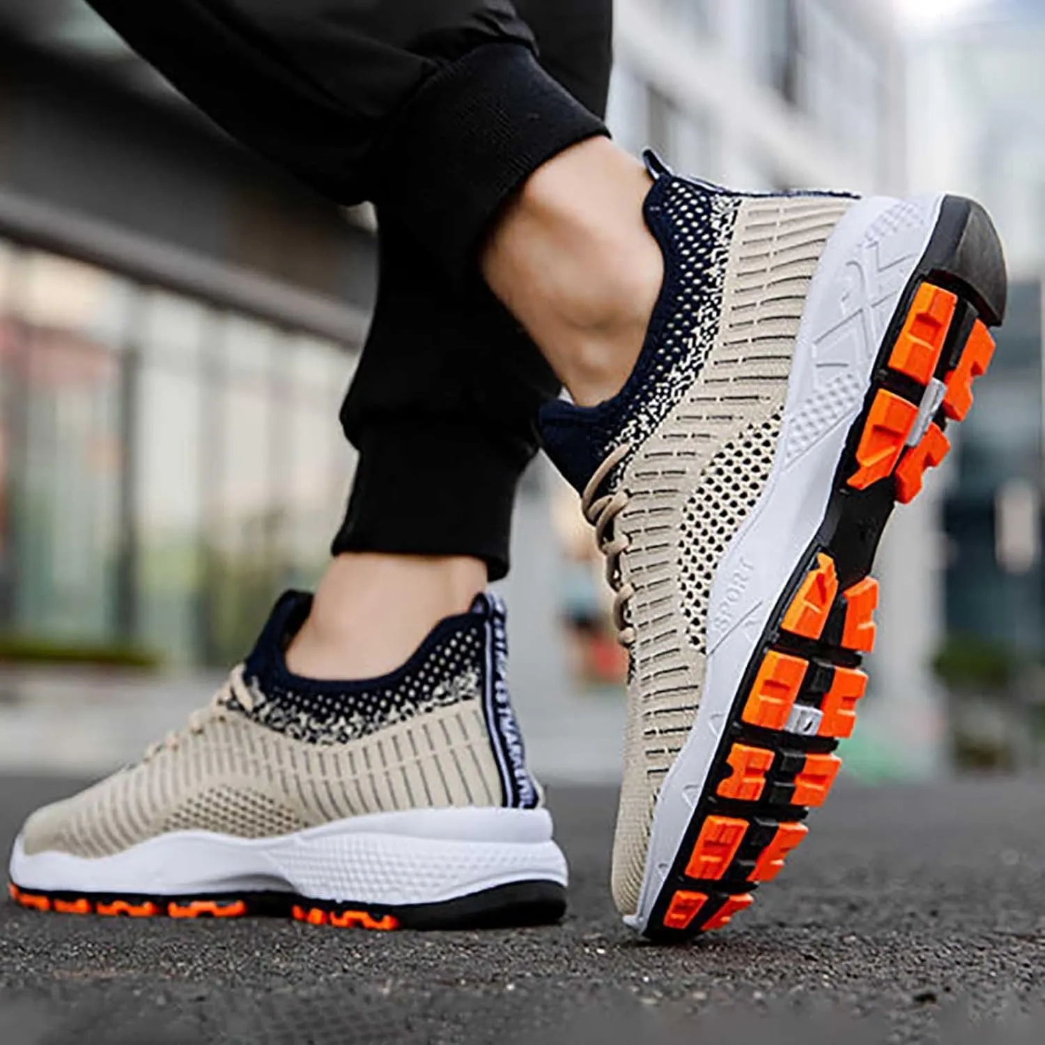 Men's Fashion Mesh Breathable Flying Woven Sneakers Casual Breathable Shoes Sneaker Ornament for Men