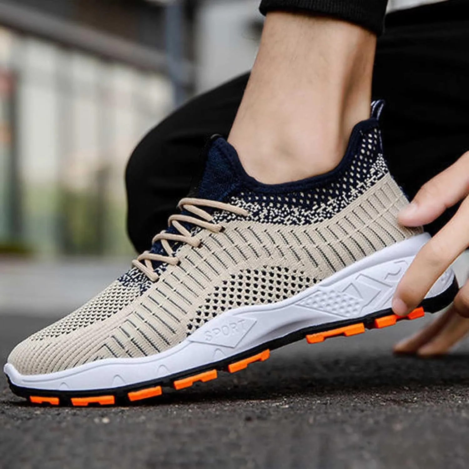 Men's Fashion Mesh Breathable Flying Woven Sneakers Casual Breathable Shoes Sneaker Ornament for Men