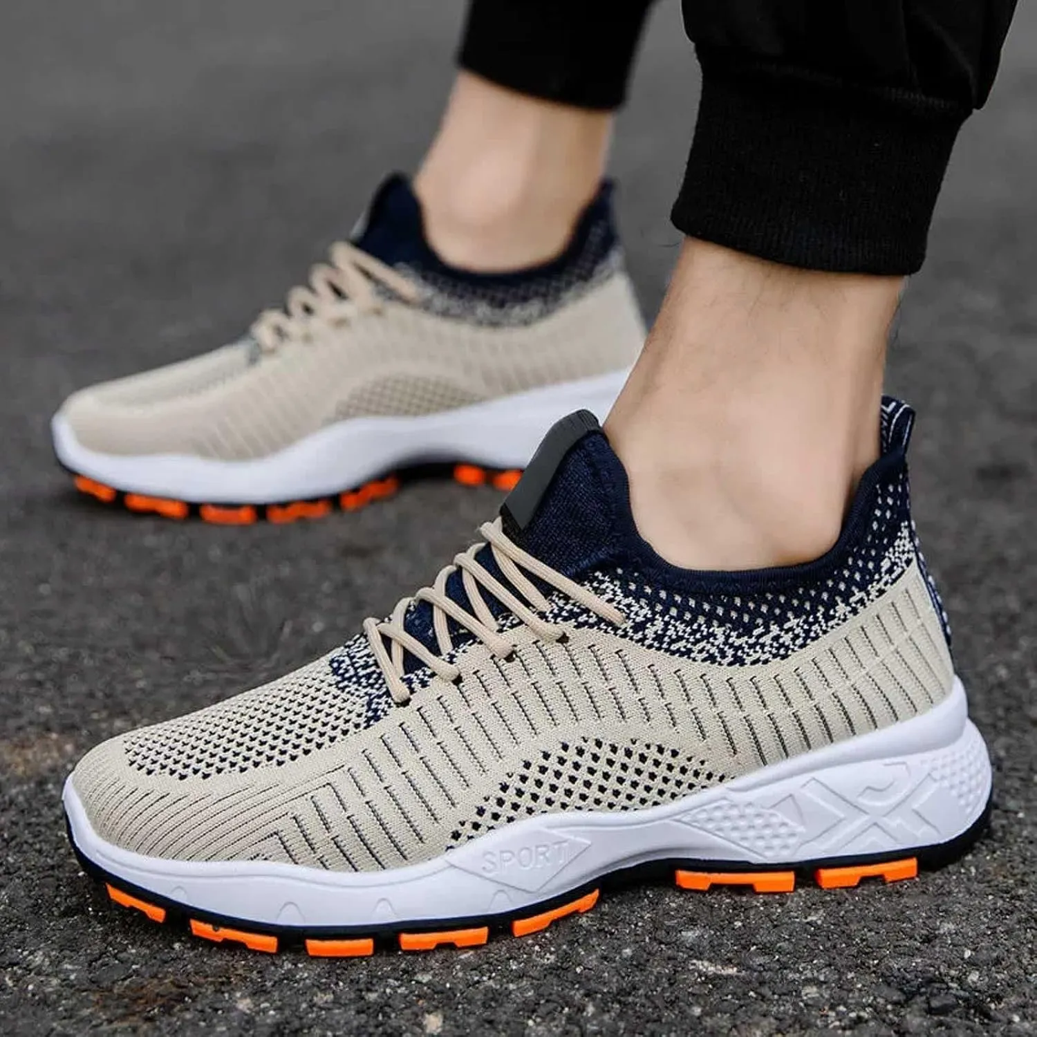 Men's Fashion Mesh Breathable Flying Woven Sneakers Casual Breathable Shoes Sneaker Ornament for Men