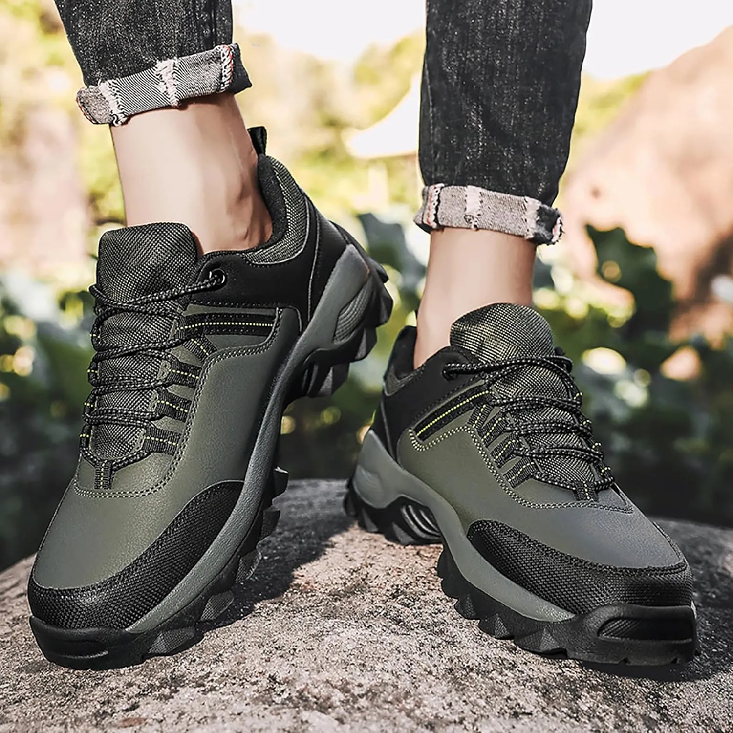 Men's Lace Up Memory Foam Sneakers Breathable Casual Comfortable Walking Sneaker Lightweight Minimalist Shoes