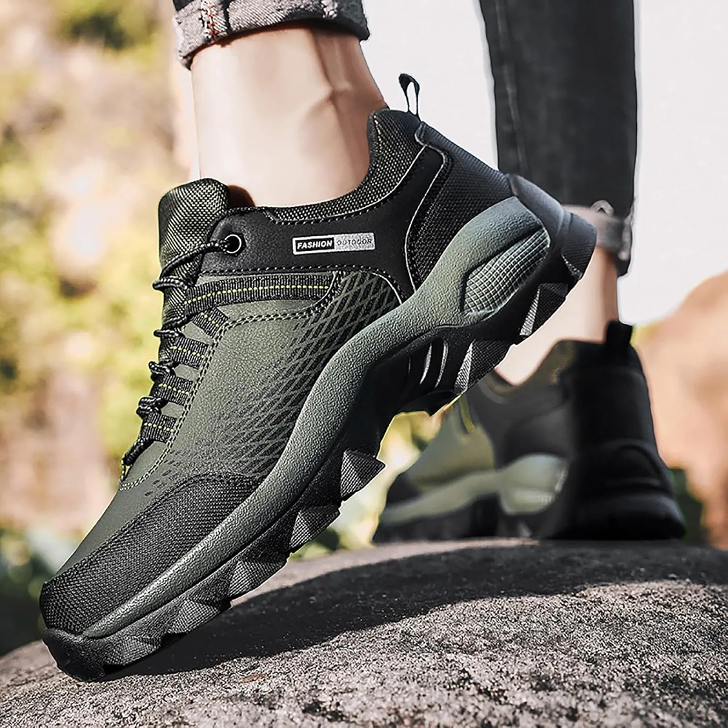 Men's Lace Up Memory Foam Sneakers Breathable Casual Comfortable Walking Sneaker Lightweight Minimalist Shoes
