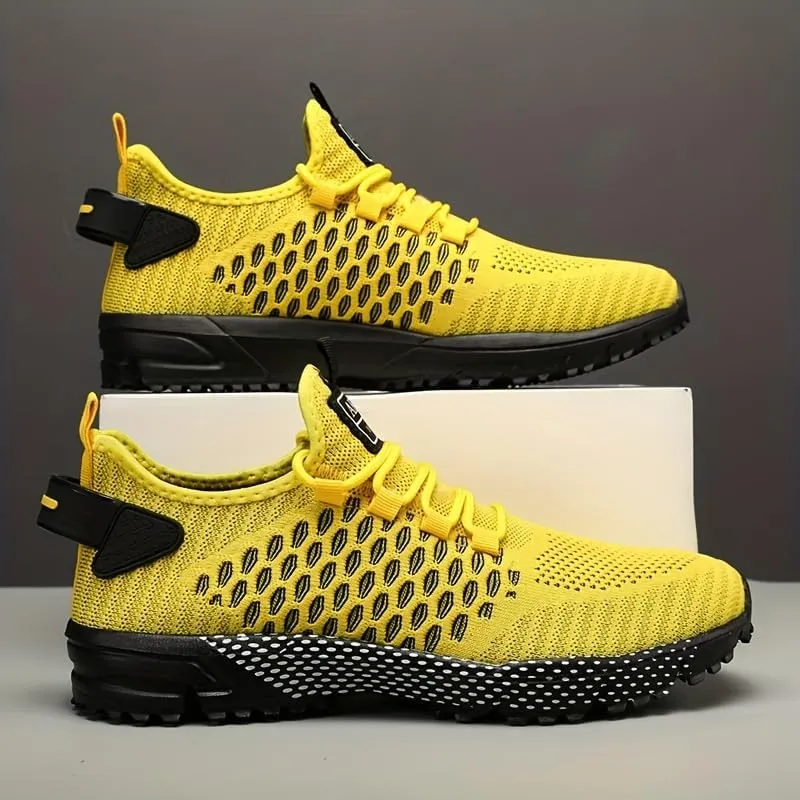 Men's Large-Sized Sports Shoes - Striped Breathable Fabric Running Shoes, Stable Support, Anti-Slip, wear-Resistant and Lightweight