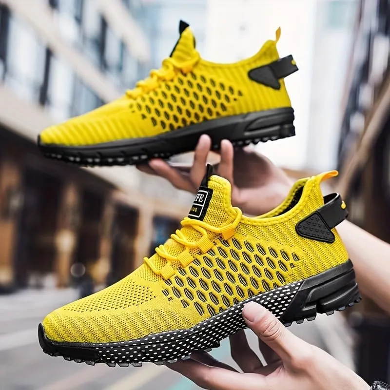 Men's Large-Sized Sports Shoes - Striped Breathable Fabric Running Shoes, Stable Support, Anti-Slip, wear-Resistant and Lightweight