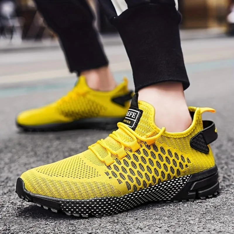 Men's Large-Sized Sports Shoes - Striped Breathable Fabric Running Shoes, Stable Support, Anti-Slip, wear-Resistant and Lightweight