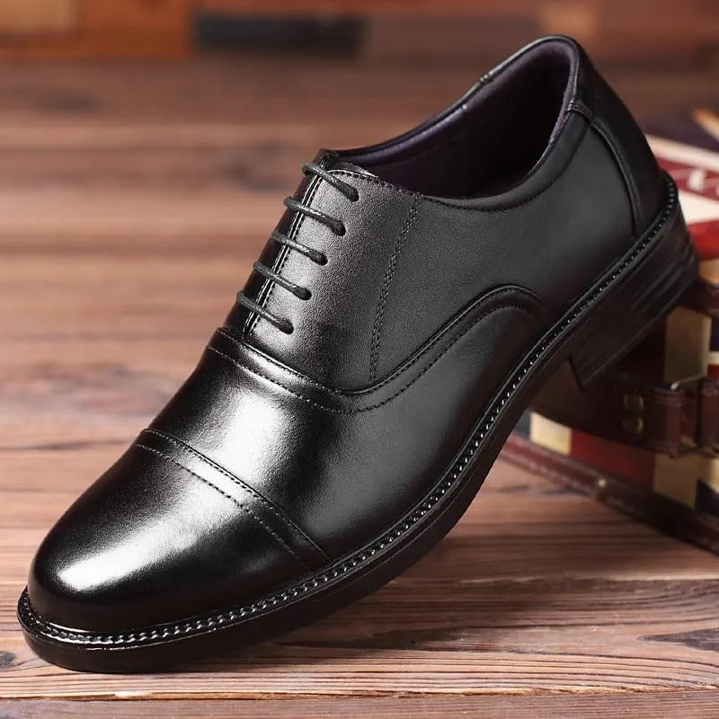 Men's Leather Shoes Black Classic Shoes Formal Business Dress Office Shoes Lace-Up Design Comfortable Round-Toe Soft Upper Sweat-Absorbing Breathable Sturdy Non-Slip(12)