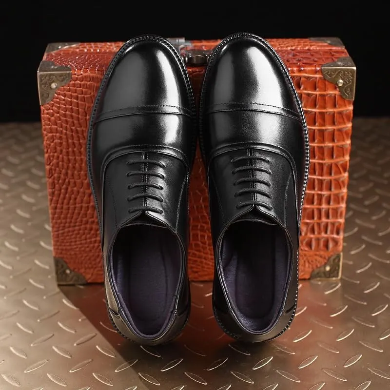 Men's Leather Shoes Black Classic Shoes Formal Business Dress Office Shoes Lace-Up Design Comfortable Round-Toe Soft Upper Sweat-Absorbing Breathable Sturdy Non-Slip(12)