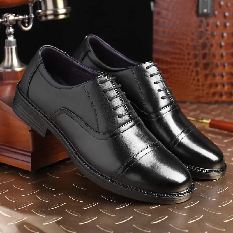 Men's Leather Shoes Black Classic Shoes Formal Business Dress Office Shoes Lace-Up Design Comfortable Round-Toe Soft Upper Sweat-Absorbing Breathable Sturdy Non-Slip(12)