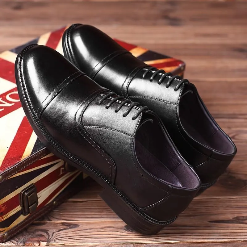 Men's Leather Shoes Black Classic Shoes Formal Business Dress Office Shoes Lace-Up Design Comfortable Round-Toe Soft Upper Sweat-Absorbing Breathable Sturdy Non-Slip(12)