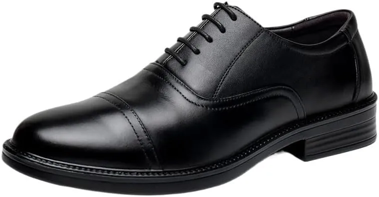 Men's Leather Shoes Black Classic Shoes Formal Business Dress Office Shoes Lace-Up Design Comfortable Round-Toe Soft Upper Sweat-Absorbing Breathable Sturdy Non-Slip(12)
