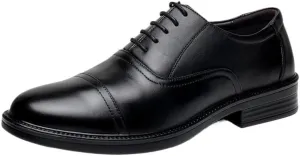 Men's Leather Shoes Black Classic Shoes Formal Business Dress Office Shoes Lace-Up Design Comfortable Round-Toe Soft Upper Sweat-Absorbing Breathable Sturdy Non-Slip(12)