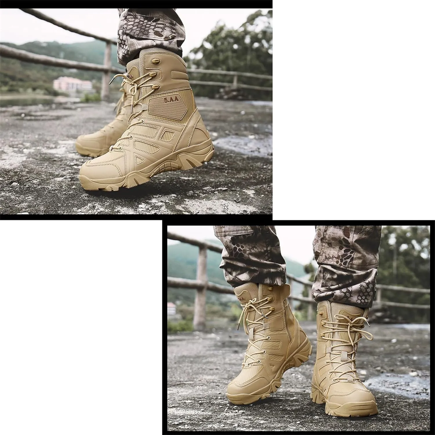 Men's Military Tactical Combat Boots, Lightweight Safety Trainers, with Side Zipper, Breathable Work Trainers, for Hiking Outdoor Work