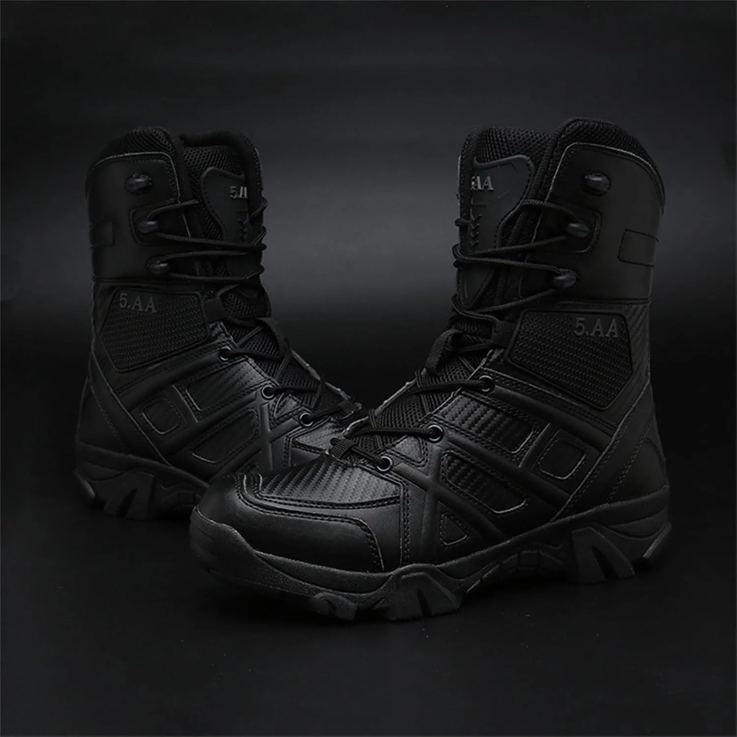Men's Military Tactical Combat Boots, Lightweight Safety Trainers, with Side Zipper, Breathable Work Trainers, for Hiking Outdoor Work