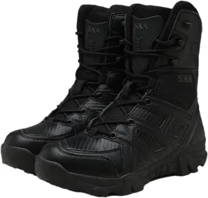 Men's Military Tactical Combat Boots, Lightweight Safety Trainers, with Side Zipper, Breathable Work Trainers, for Hiking Outdoor Work