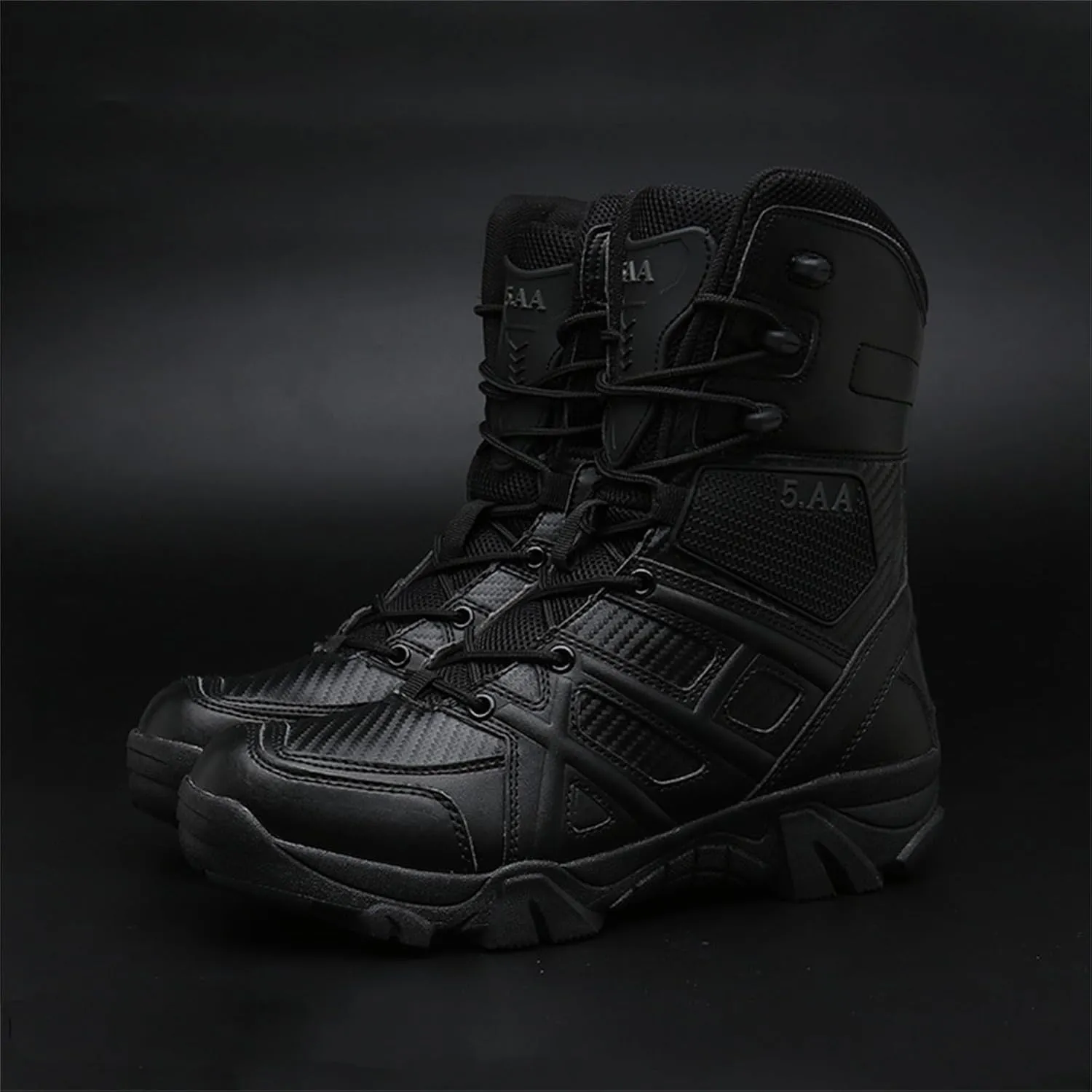 Men's Military Tactical Combat Boots, Lightweight Safety Trainers, with Side Zipper, Breathable Work Trainers, for Hiking Outdoor Work