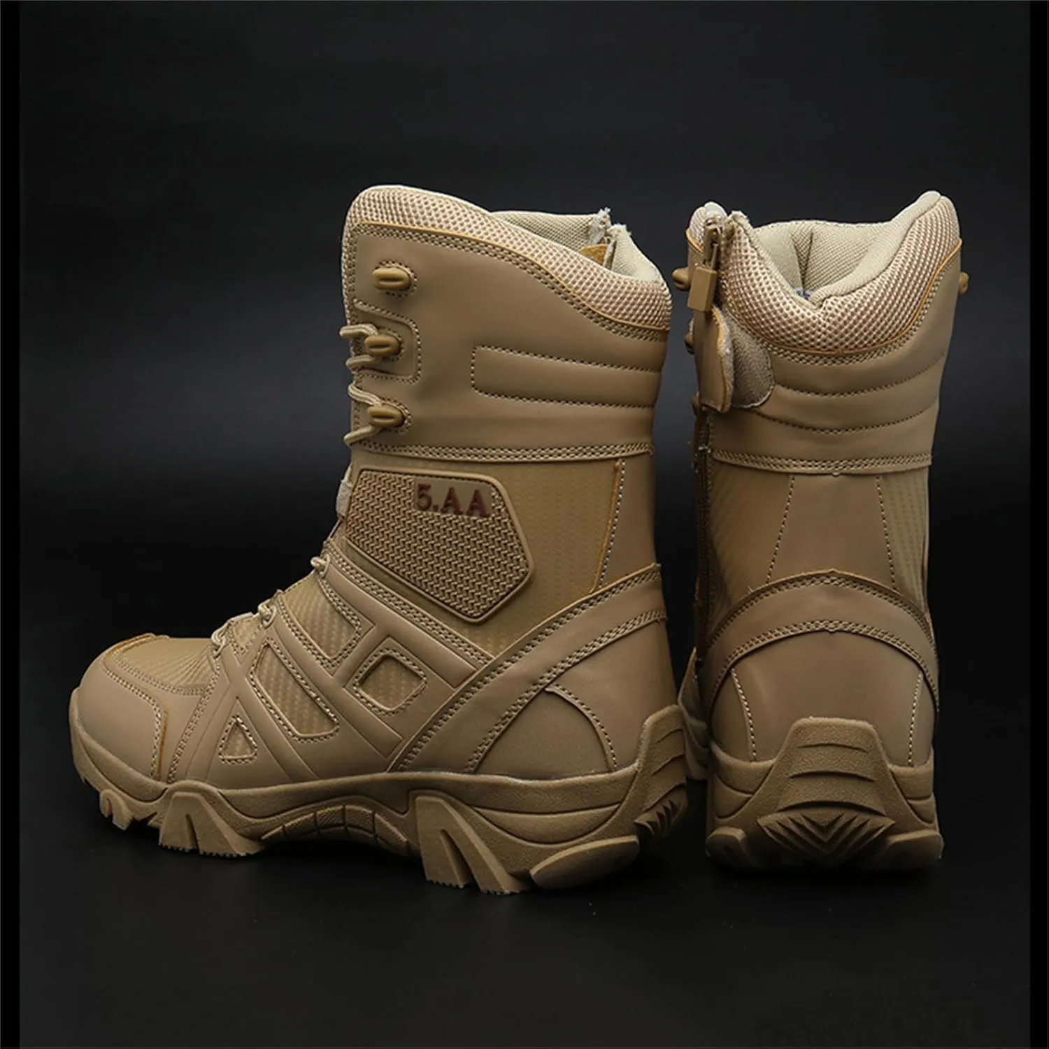 Men's Military Tactical Combat Boots, Lightweight Safety Trainers, with Side Zipper, Breathable Work Trainers, for Hiking Outdoor Work
