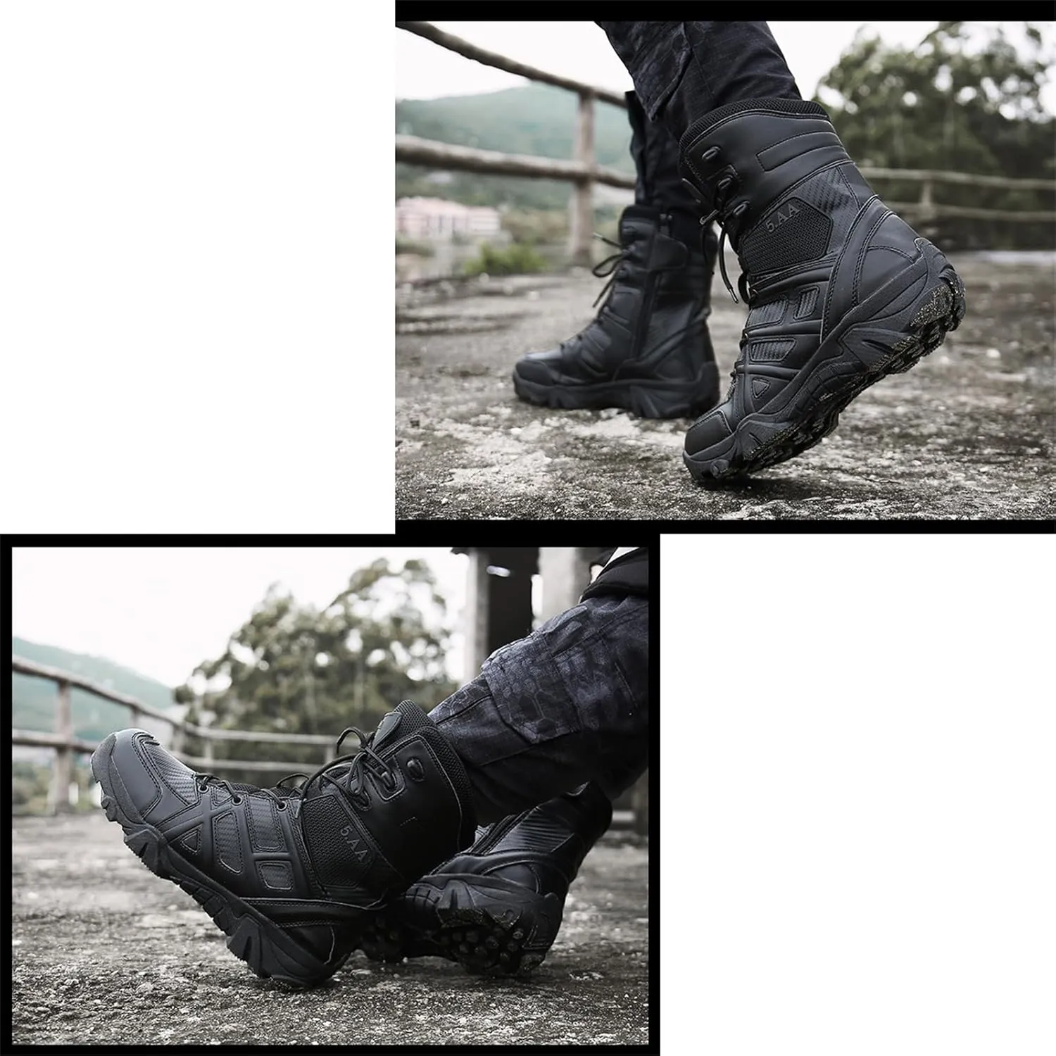 Men's Military Tactical Combat Boots, Lightweight Safety Trainers, with Side Zipper, Breathable Work Trainers, for Hiking Outdoor Work