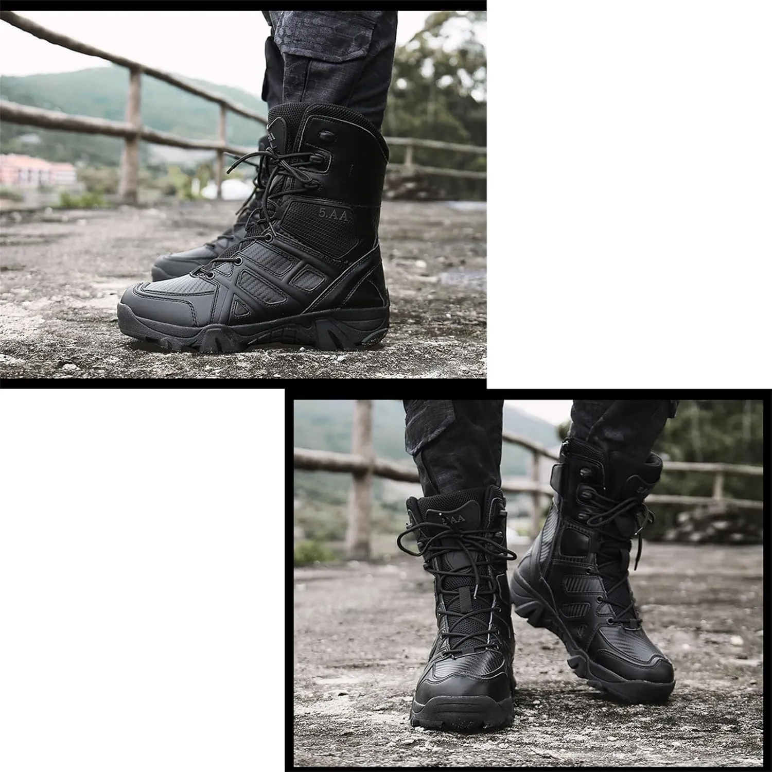 Men's Military Tactical Combat Boots, Lightweight Safety Trainers, with Side Zipper, Breathable Work Trainers, for Hiking Outdoor Work
