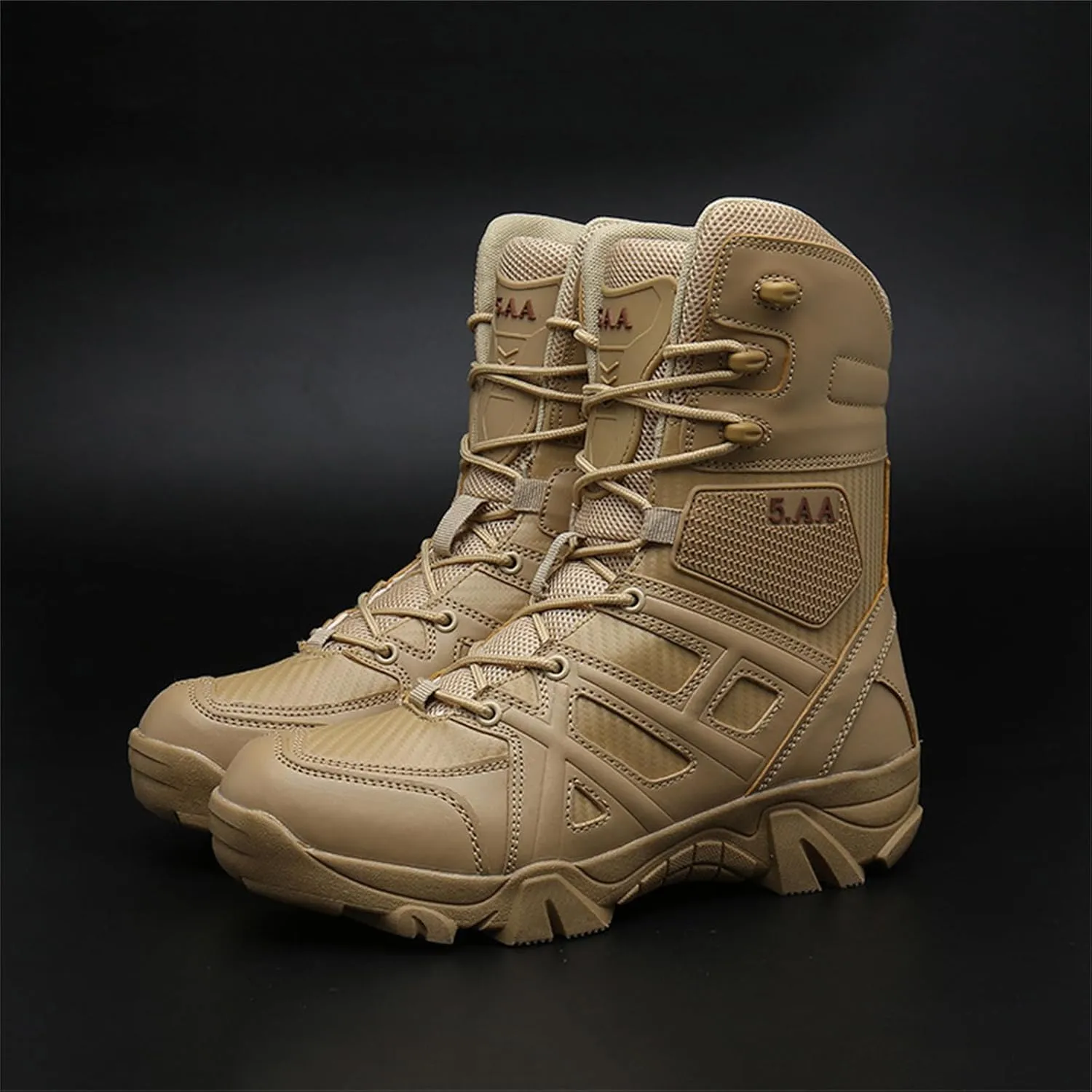 Men's Military Tactical Combat Boots, Lightweight Safety Trainers, with Side Zipper, Breathable Work Trainers, for Hiking Outdoor Work