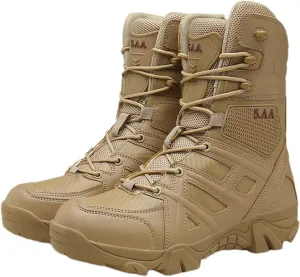 Men's Military Tactical Combat Boots, Lightweight Safety Trainers, with Side Zipper, Breathable Work Trainers, for Hiking Outdoor Work