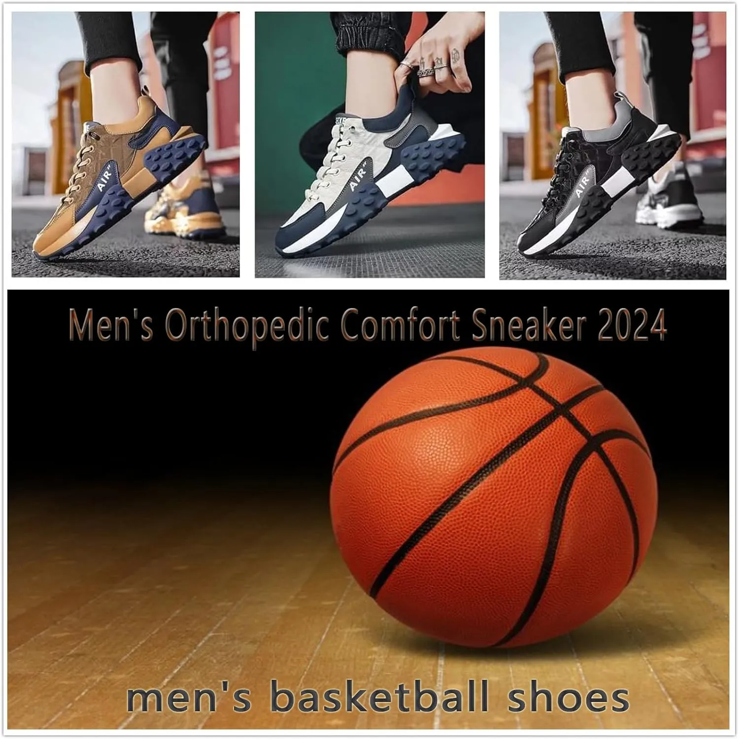 Men's Orthopedic Comfort Sneaker 2024, Mens Orthopedic Shoes Casual Slip on Trainers Non-Slip Basketball Shoes