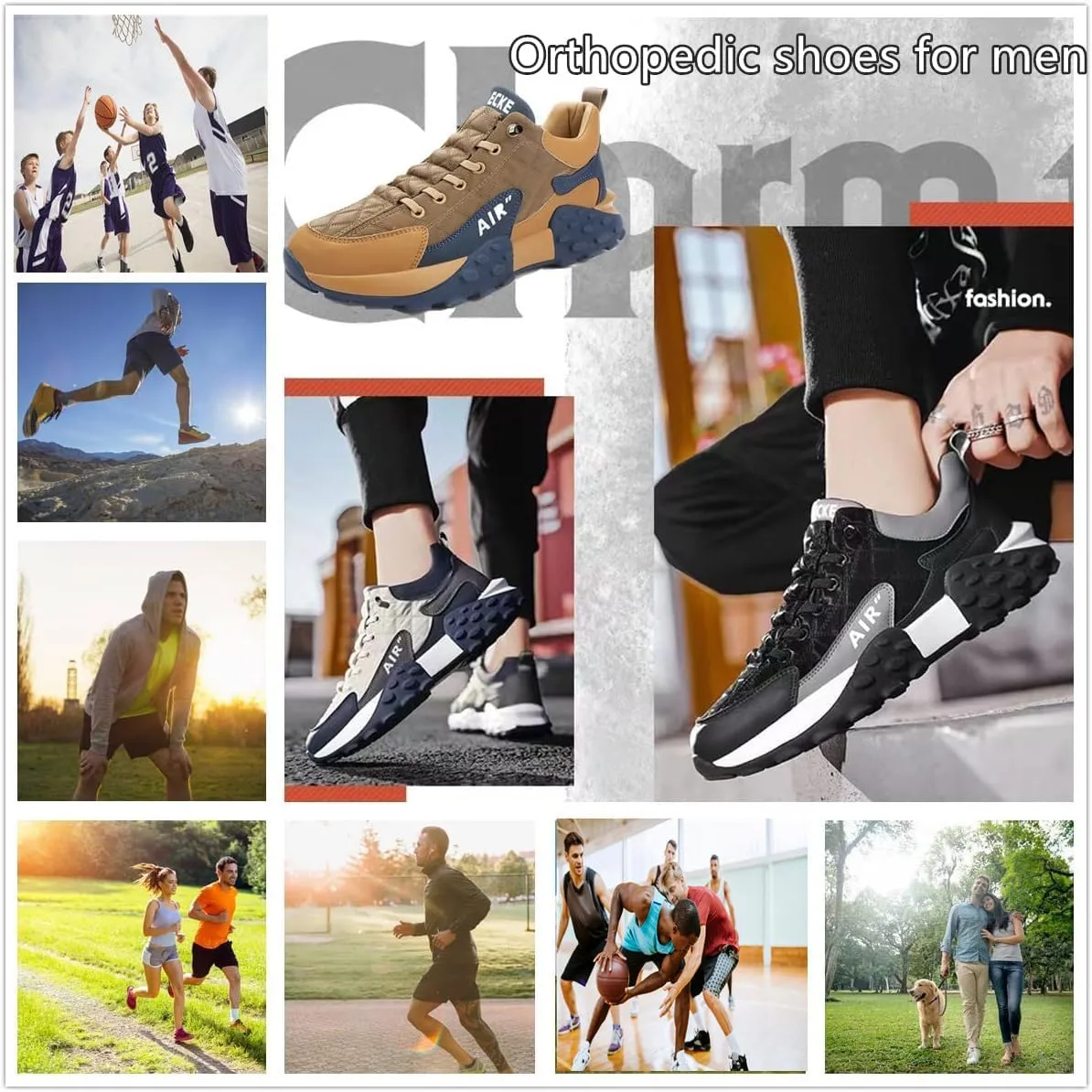 Men's Orthopedic Comfort Sneaker 2024, Mens Orthopedic Shoes Casual Slip on Trainers Non-Slip Basketball Shoes