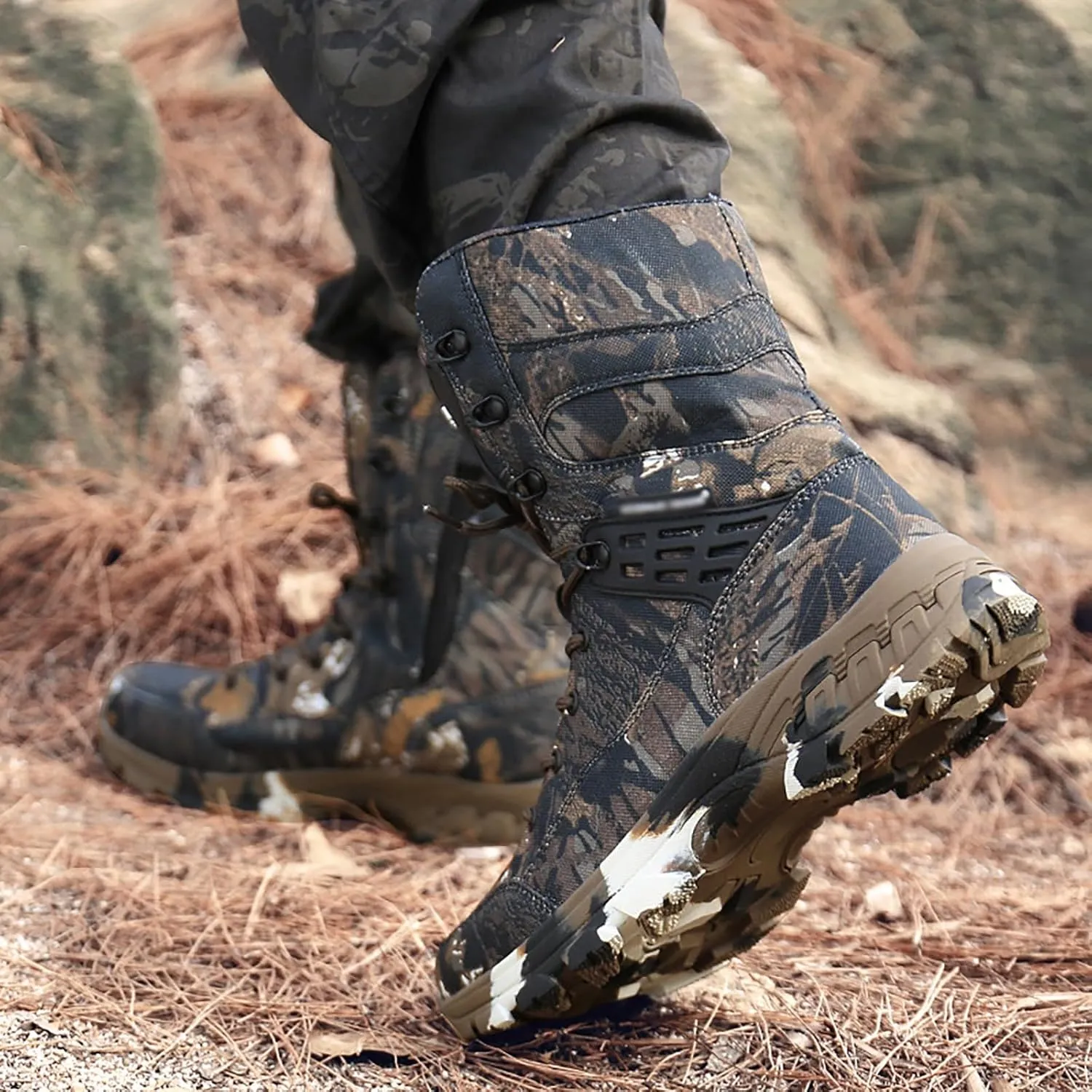Men's Outdoor Military Boots Combat Tactical Boots Lace Up All Terrain Shoes For Hiking, Hunting, Working, Walking, Climbing