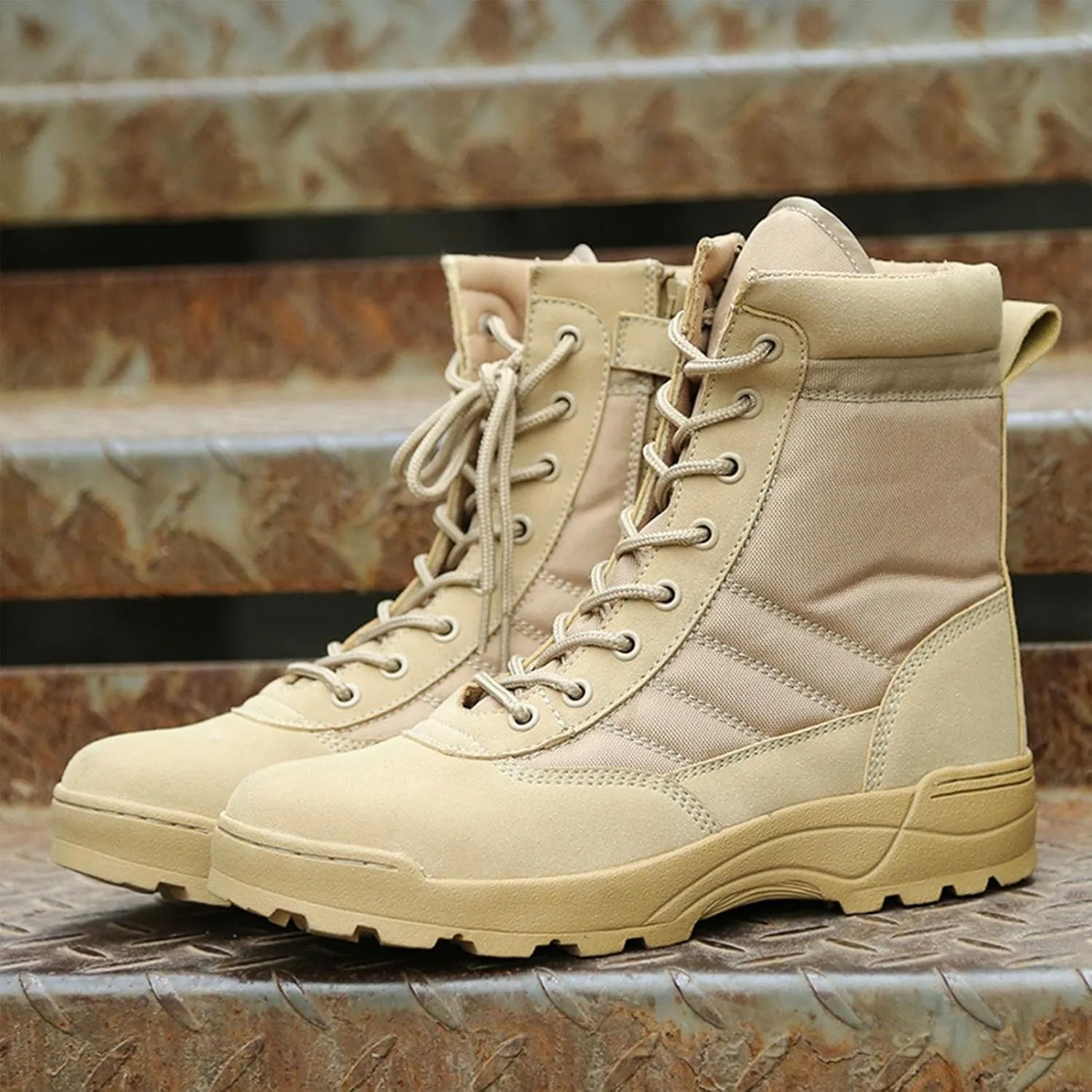 Men's Outdoor Tactical Combat Boots, Waterproof Army Boots, Lightweight and Sturdy Shoes for Hiking and Work