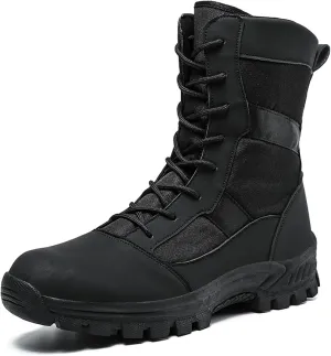 Men's Oxford cloth water proof Platform Tactical Boots Comfy Round Toe Lace Up lug sole Motorcycle Boots Outdoor Non-Slip Soft Bottom Hiking Boots