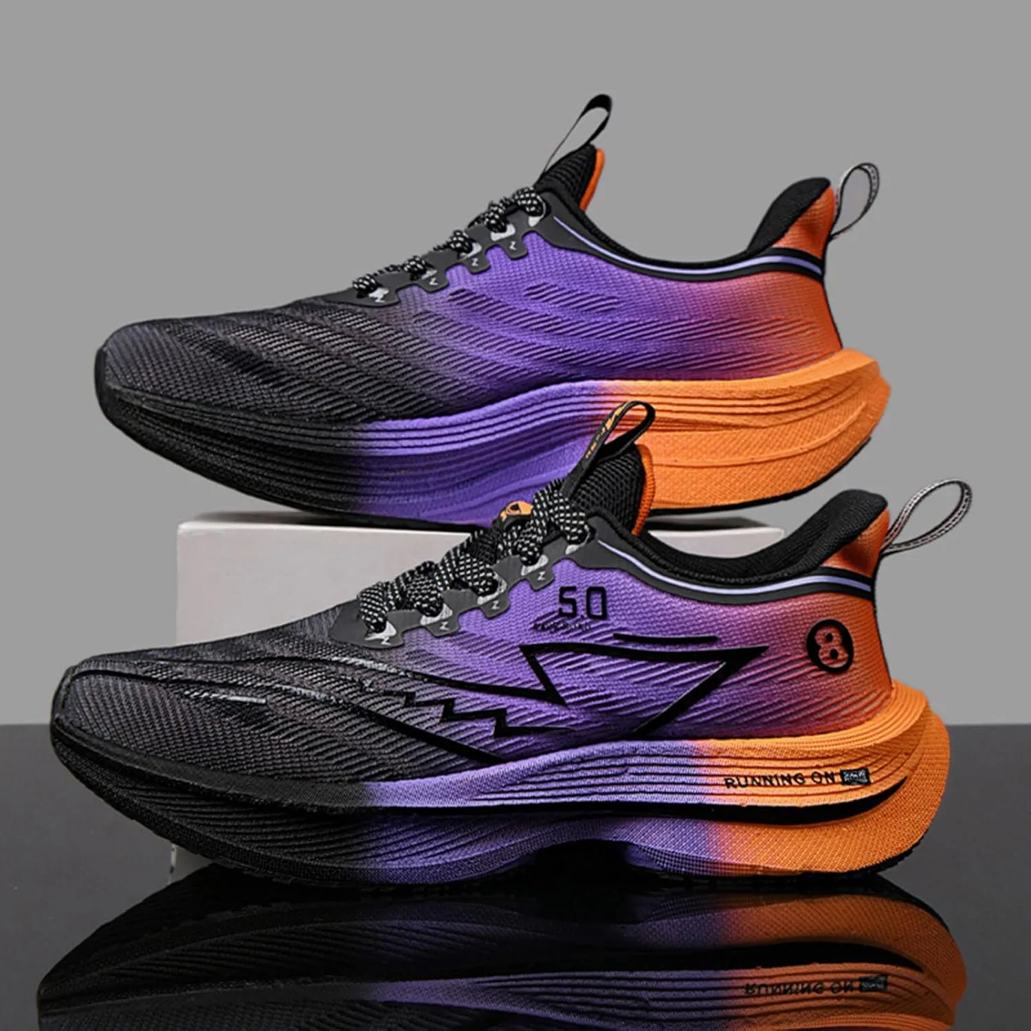 Men's Running Shoes Breathable Non Slip Thick Sturdy Outsole Soft Insole Lightweight Sports Athletic Tatting Fly-Woven Mesh Fashionable Sneakers
