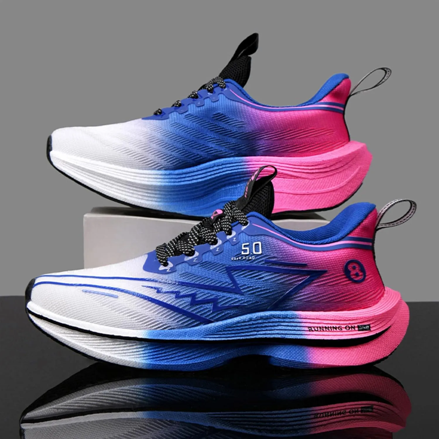 Men's Running Shoes Breathable Non Slip Thick Sturdy Outsole Soft Insole Lightweight Sports Athletic Tatting Fly-Woven Mesh Fashionable Sneakers