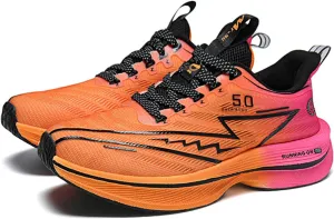 Men's Running Shoes Breathable Non Slip Thick Sturdy Outsole Soft Insole Lightweight Sports Athletic Tatting Fly-Woven Mesh Fashionable Sneakers