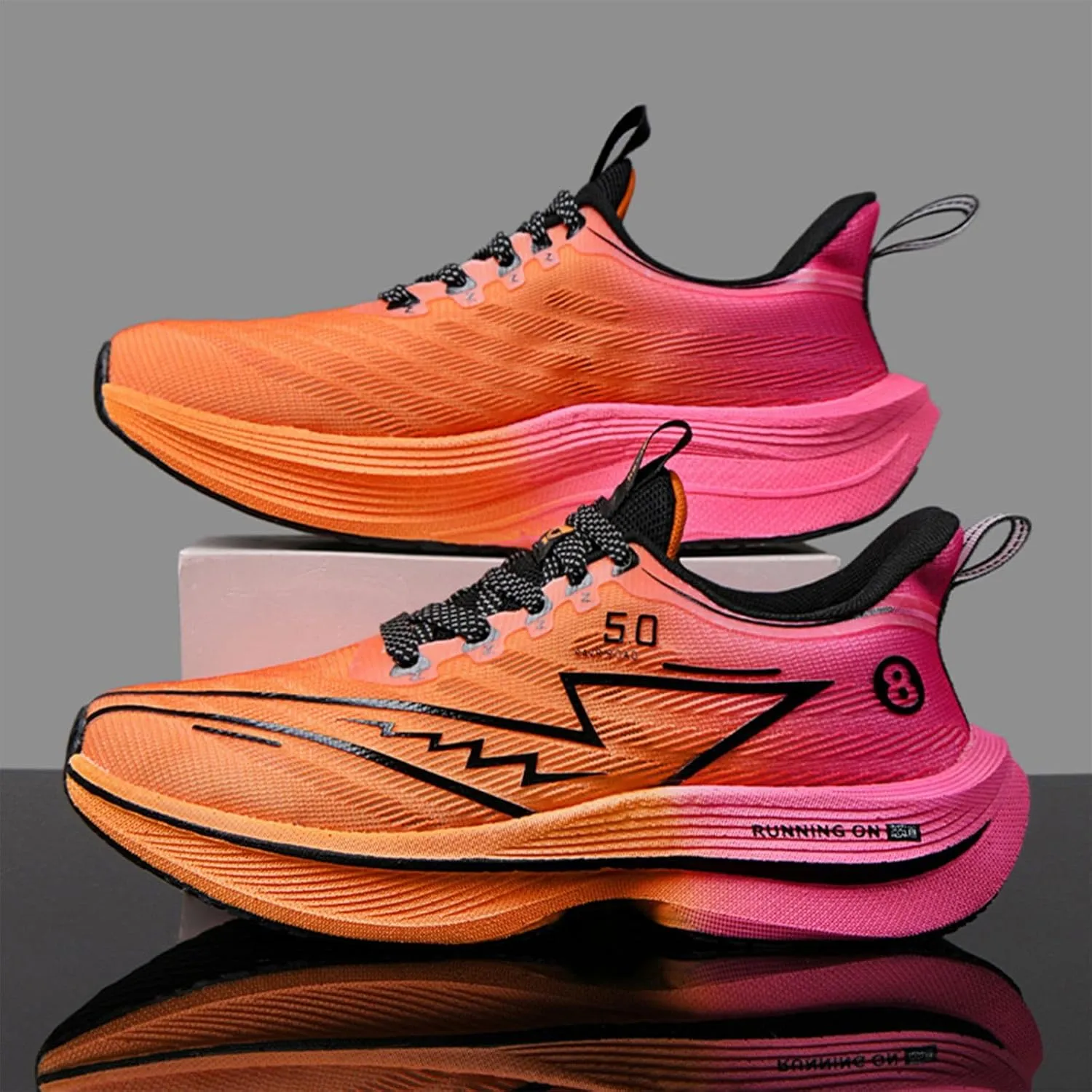 Men's Running Shoes Breathable Non Slip Thick Sturdy Outsole Soft Insole Lightweight Sports Athletic Tatting Fly-Woven Mesh Fashionable Sneakers