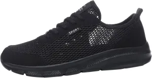 Men's Running Tennis Shoes Breathable Walking Shoes Lace Up Outdoor Casual Mesh Trainer Running (Black, 13)