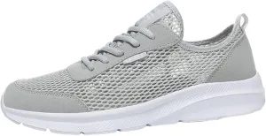 Men's Running Tennis Shoes Breathable Walking Shoes Lace Up Outdoor Casual Mesh Trainer Running (Grey, 8)