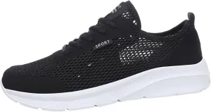 Men's Running Tennis Shoes Breathable Walking Shoes Lace Up Outdoor Casual Mesh Trainer Running (White, 8)