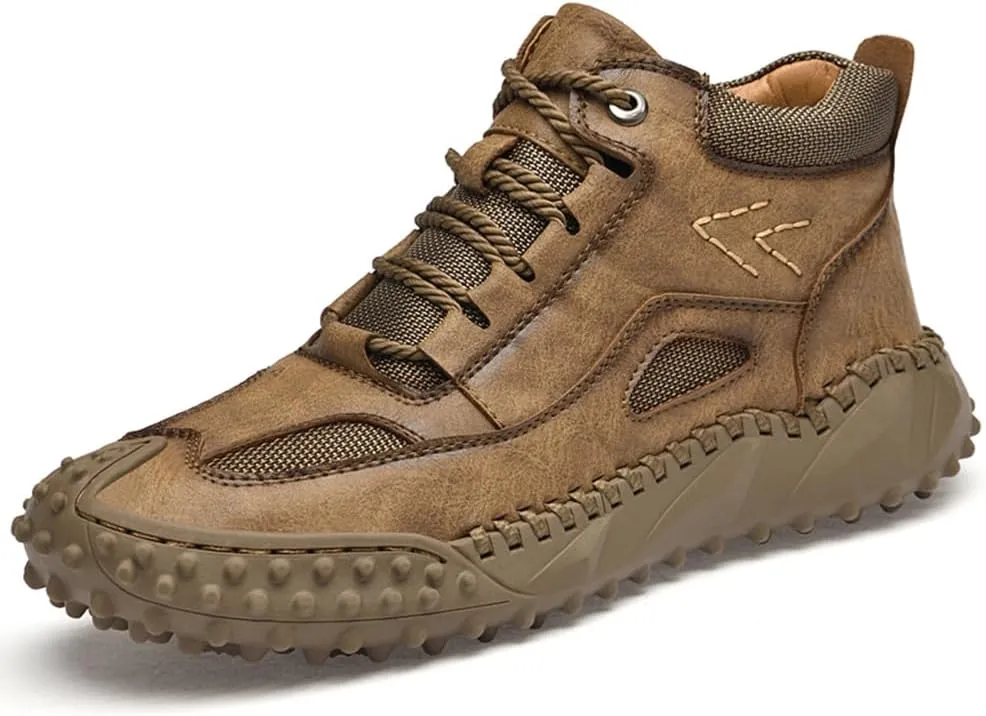 Mens Shoes Casual Boots Leather Driving Walking Ankle Fashion Hand Hiking Lace-up Loafers Men Slip-On Sneakers