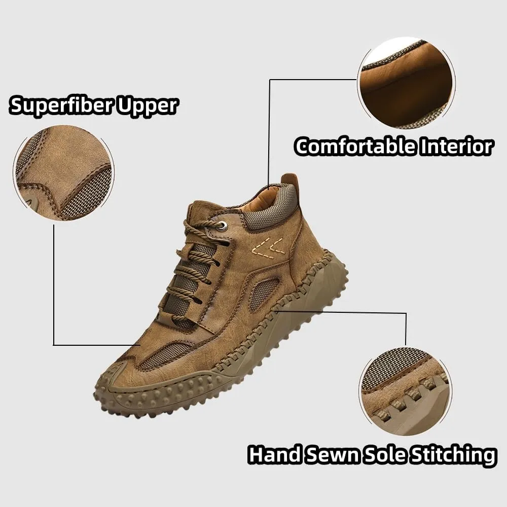 Mens Shoes Casual Boots Leather Driving Walking Ankle Fashion Hand Hiking Lace-up Loafers Men Slip-On Sneakers