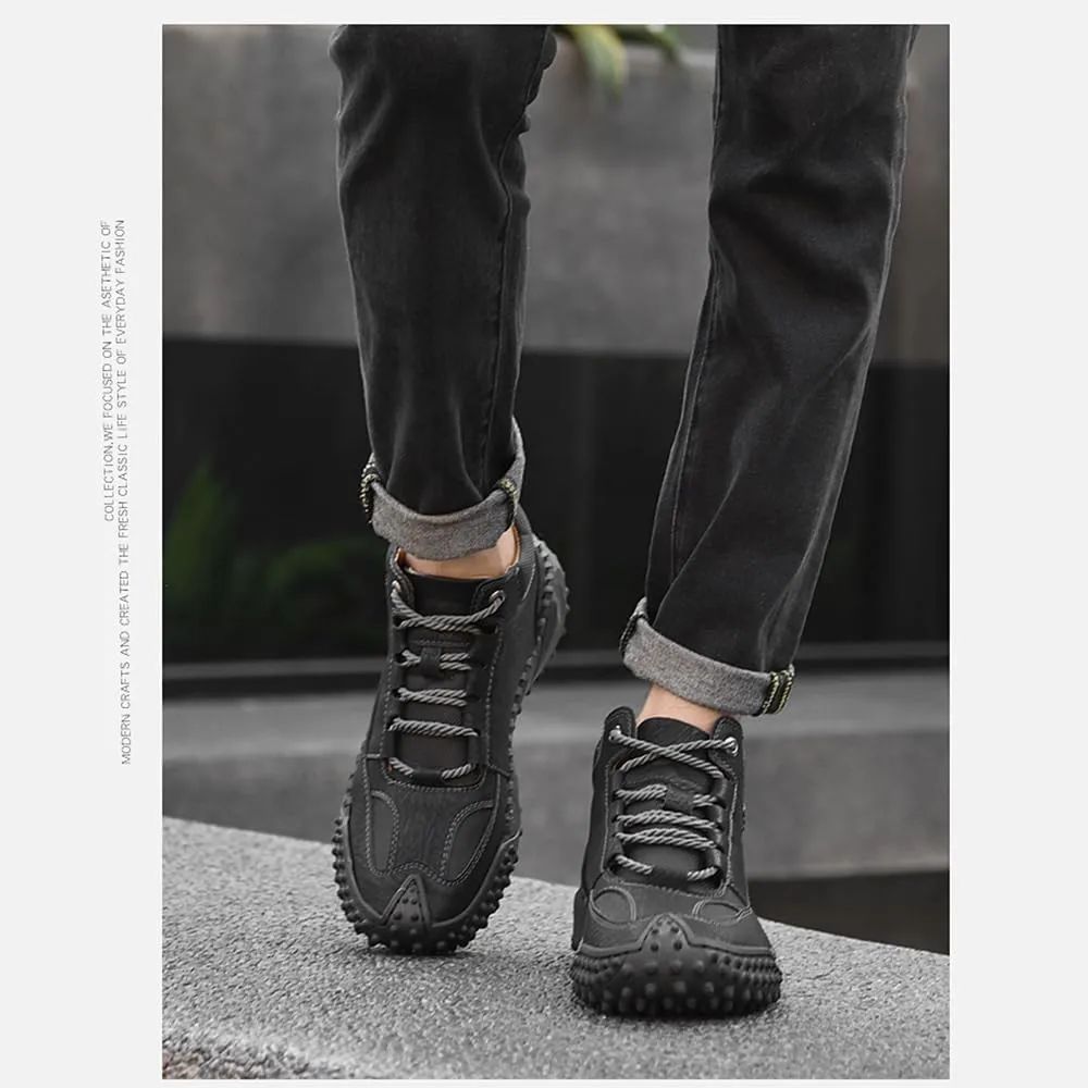 Mens Shoes Casual Boots Leather Driving Walking Ankle Fashion Hand Hiking Lace-up Loafers Men Slip-On Sneakers